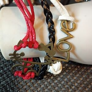 Iris Red, Black, and White Love Charm Bracelets